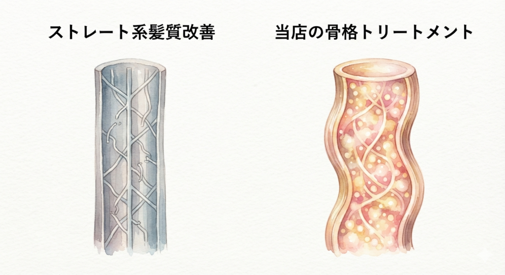 くせ毛を生かす「髪質改善」ガラス転移骨格トリートメント